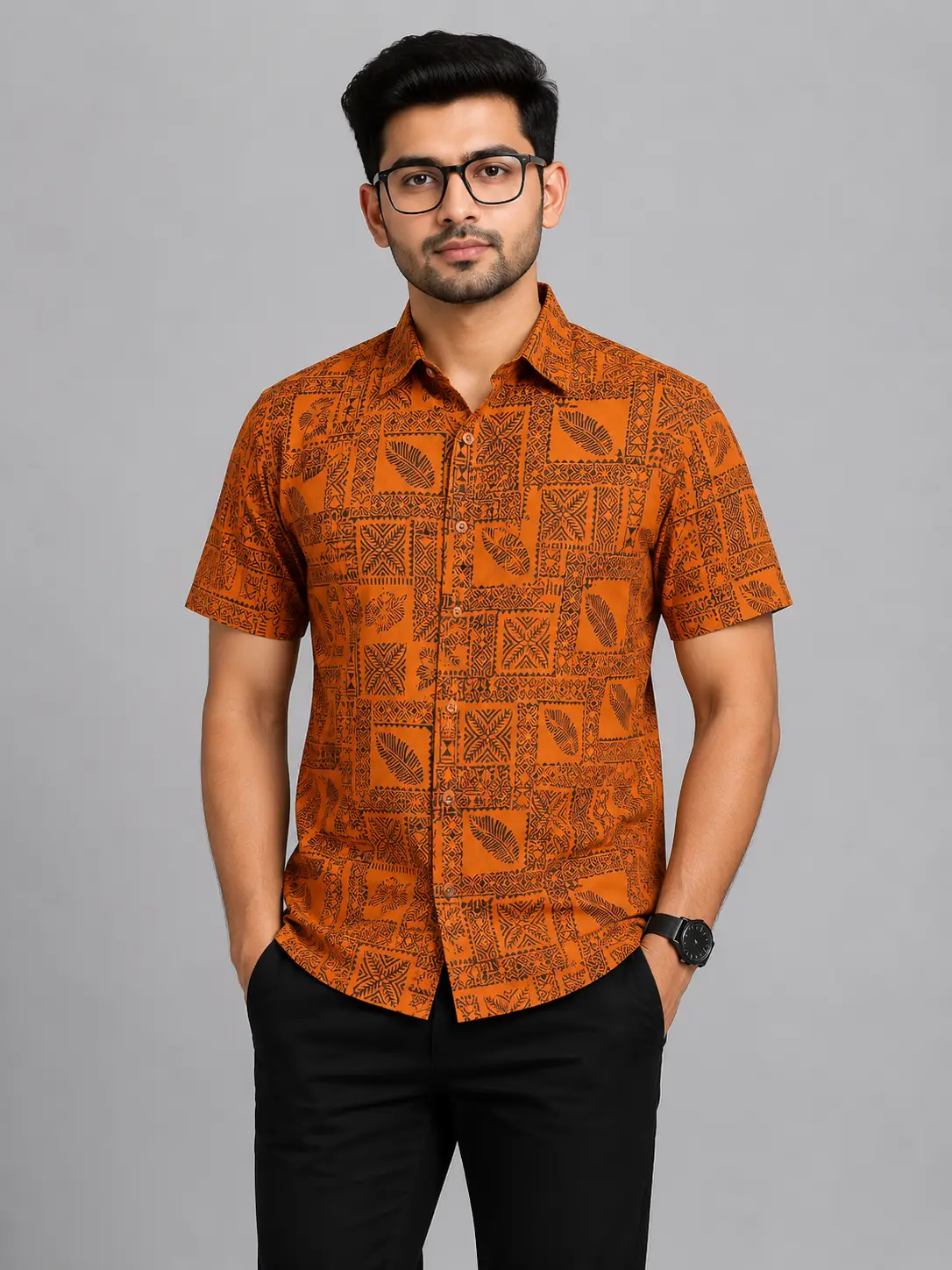 Men’s Slub Cotton Half Sleeve Shirt - Image 2