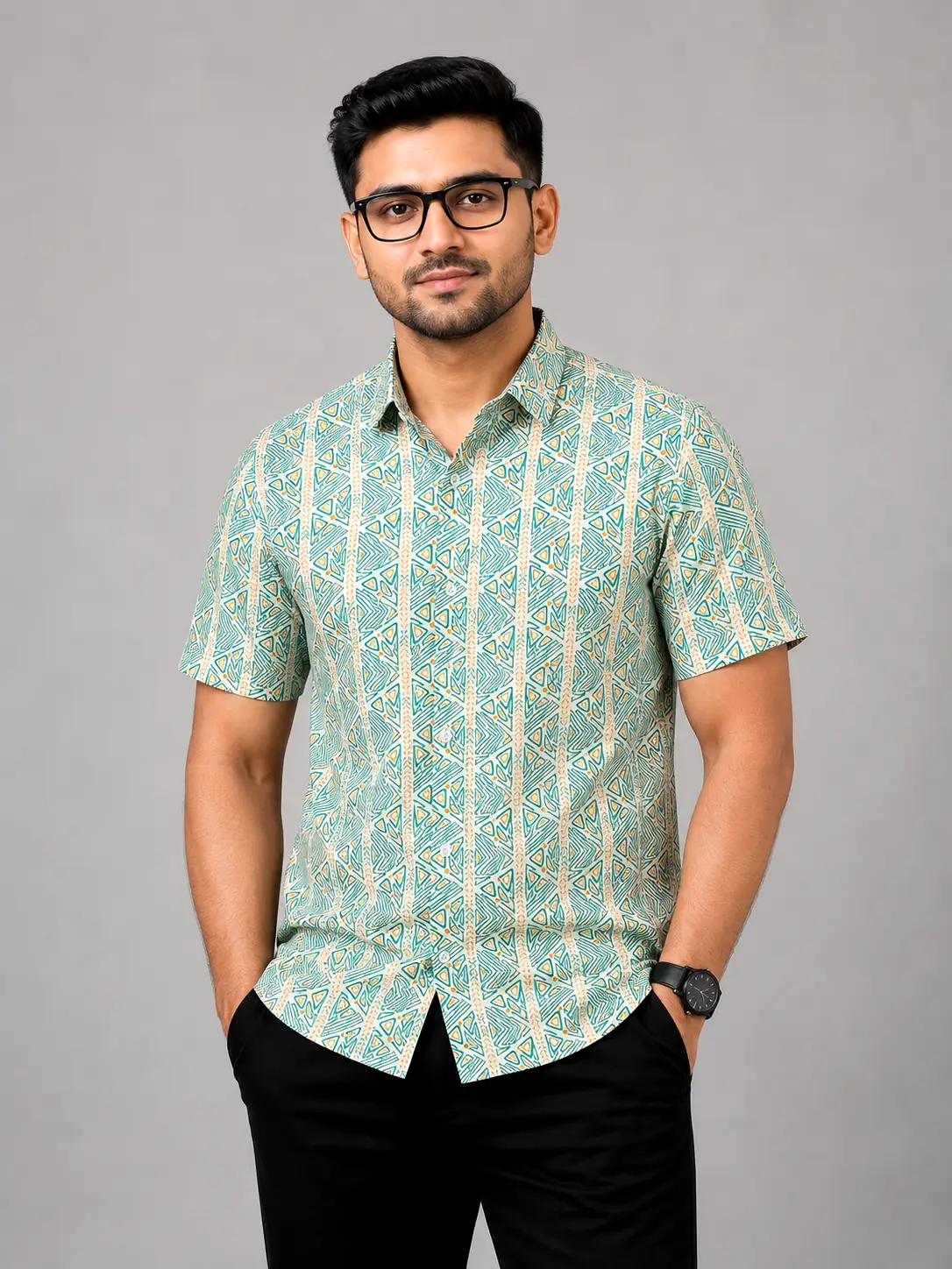 Premium Men’s Half Sleeve Slub Cotton Shirt - Image 2
