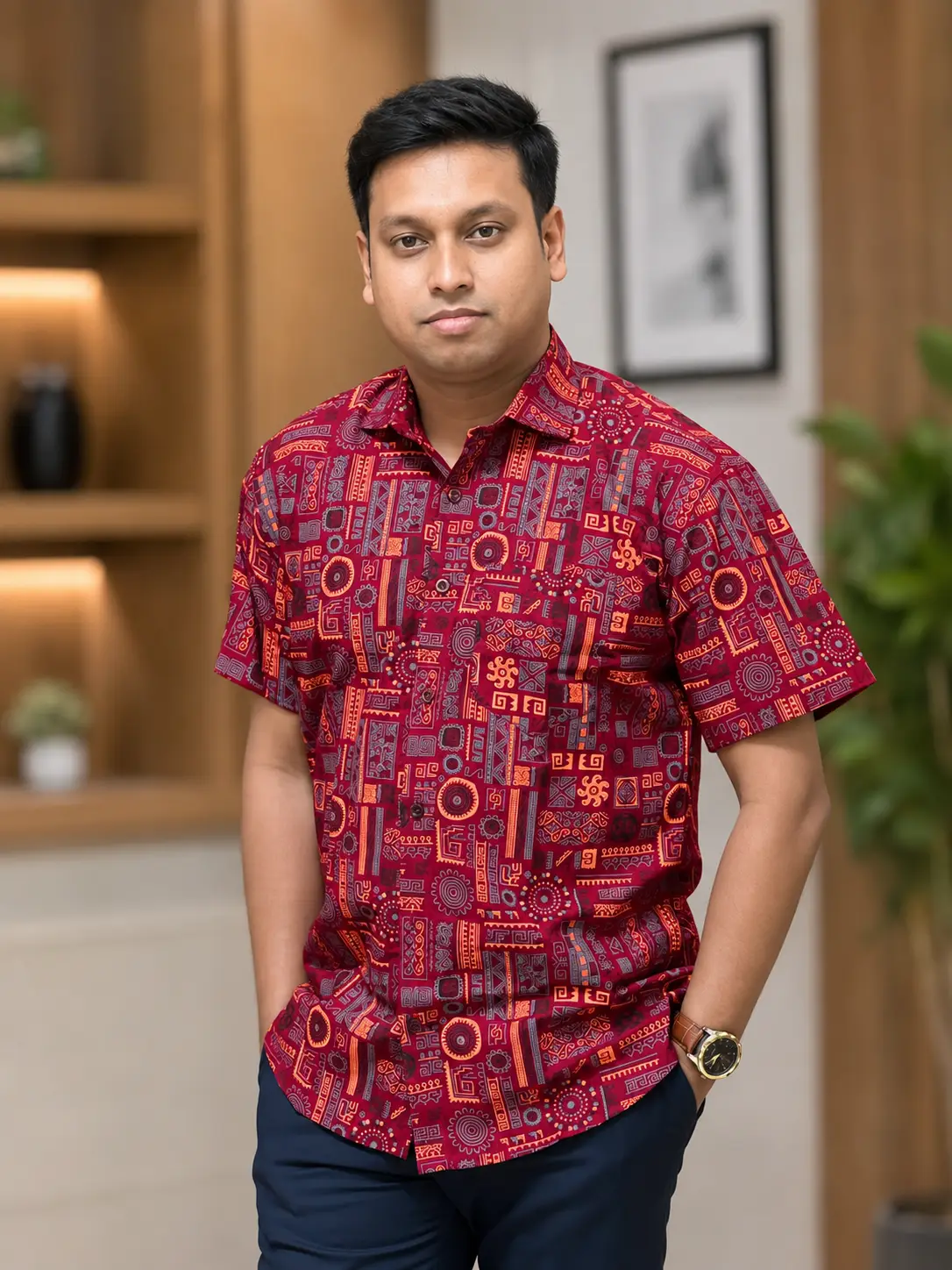 Trendy Slub Cotton Half Sleeve Shirt - Image 2
